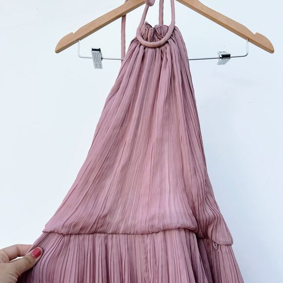 Nasty Gal Pink Chiffon Maxi Dress Tiered Ruffle Backless Gown M Formal Long - Picture 5 of 8